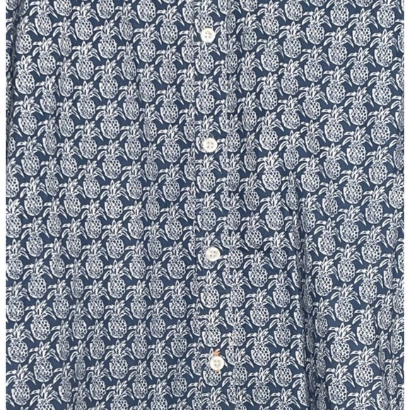 Vintage Rugby University Shirt Men's Large Blue Pineapple All Over Print - Picture 2 of 4